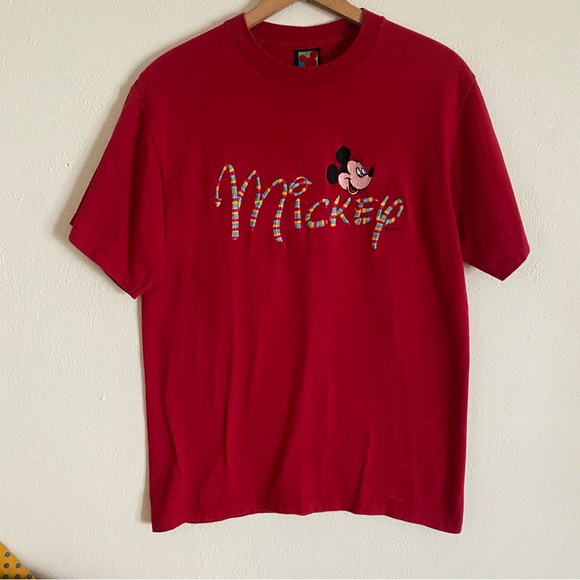 Vintage 90s Disney Mickey Mouse Red Tshirt Large - Picture 1 of 5